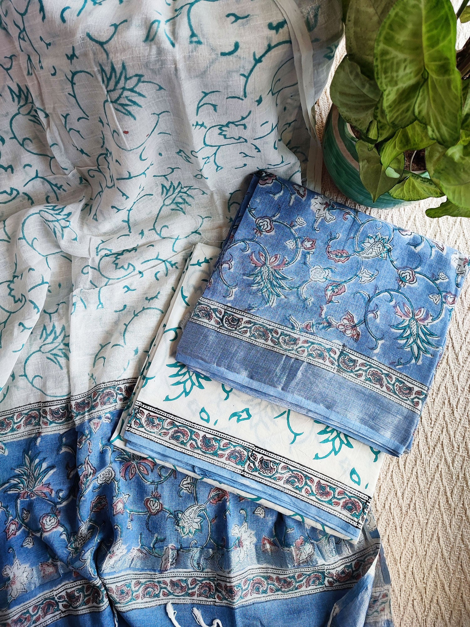 Denim Fabric Print | Paisley Light Blue