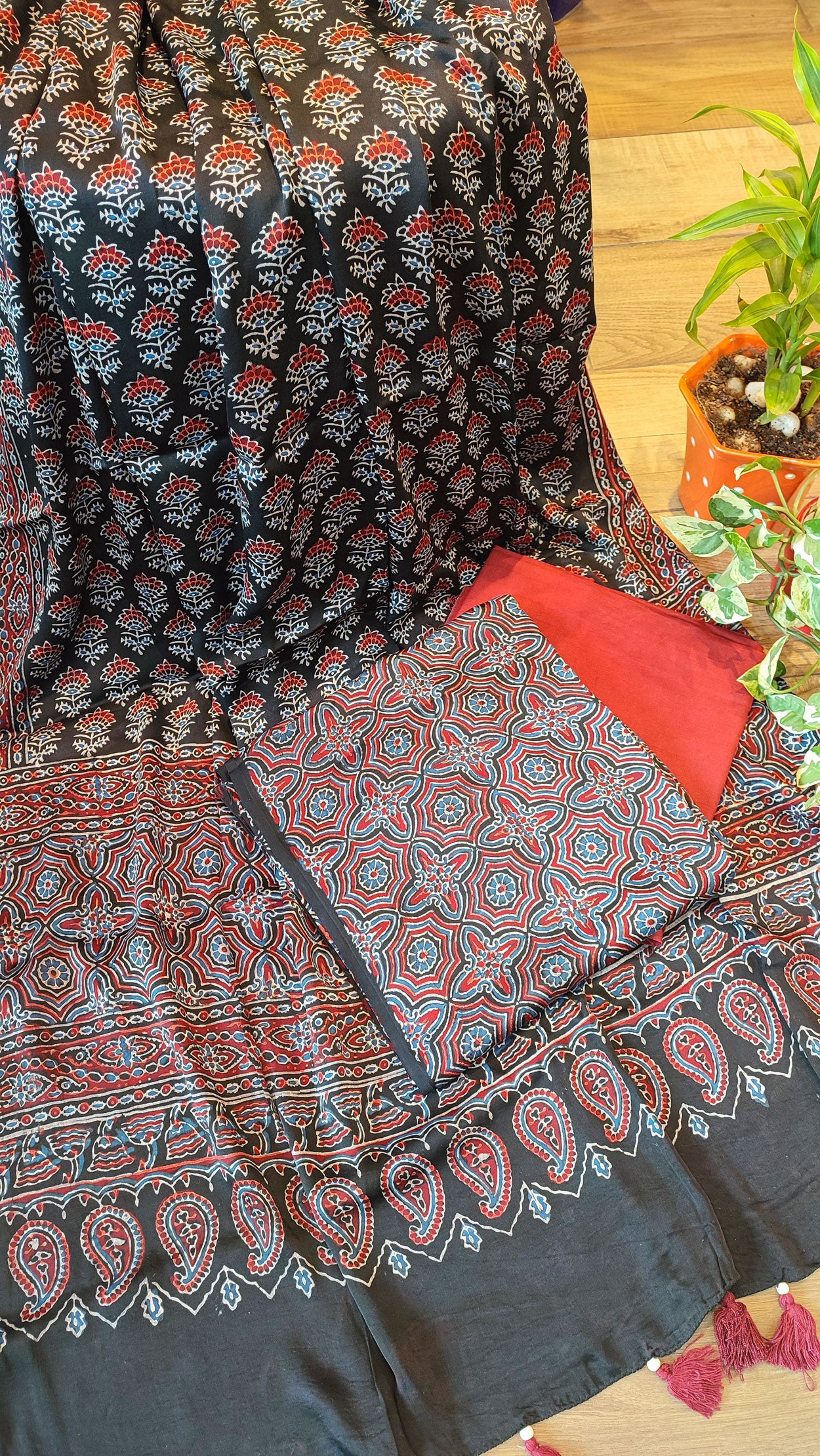 Cotton Ajrak Print Dress Materials, Multicolour at Rs 950/piece in Jodhpur