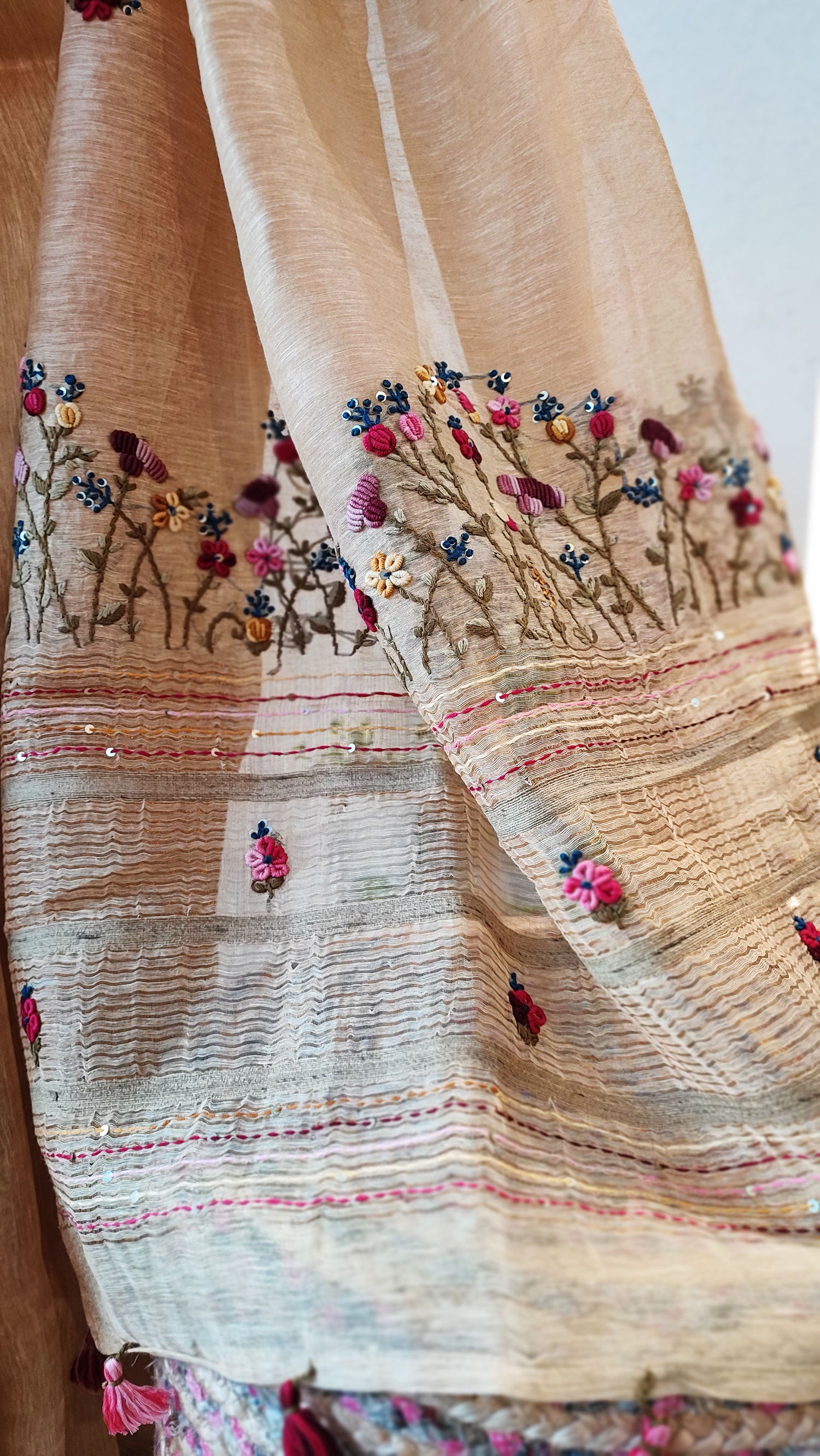 Buy online Soft Organza Designer saree with Hand work Embroidery -  Blue-AF1817