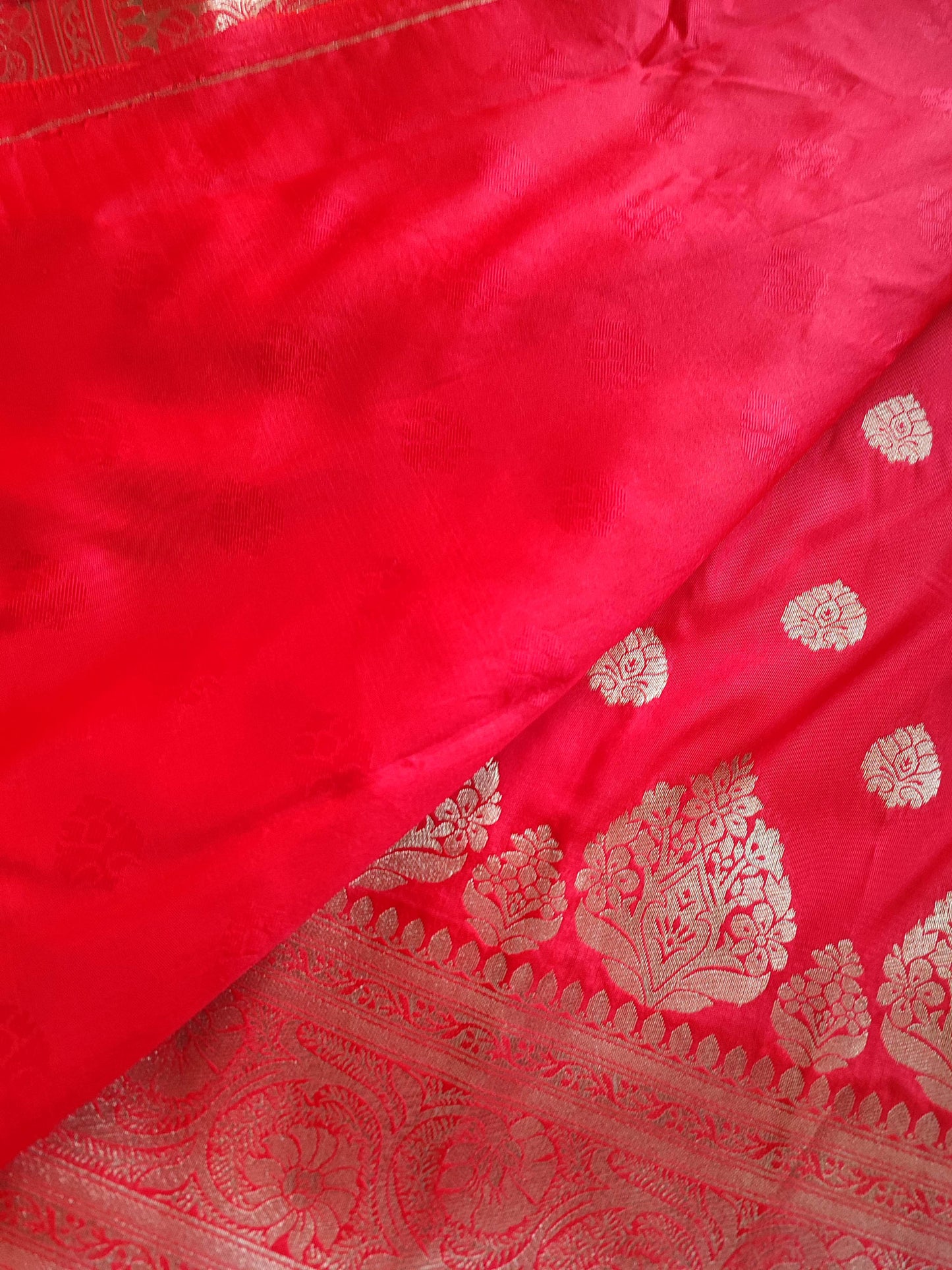 Crimson Banarsi Semi Silk Saree With Zari Work