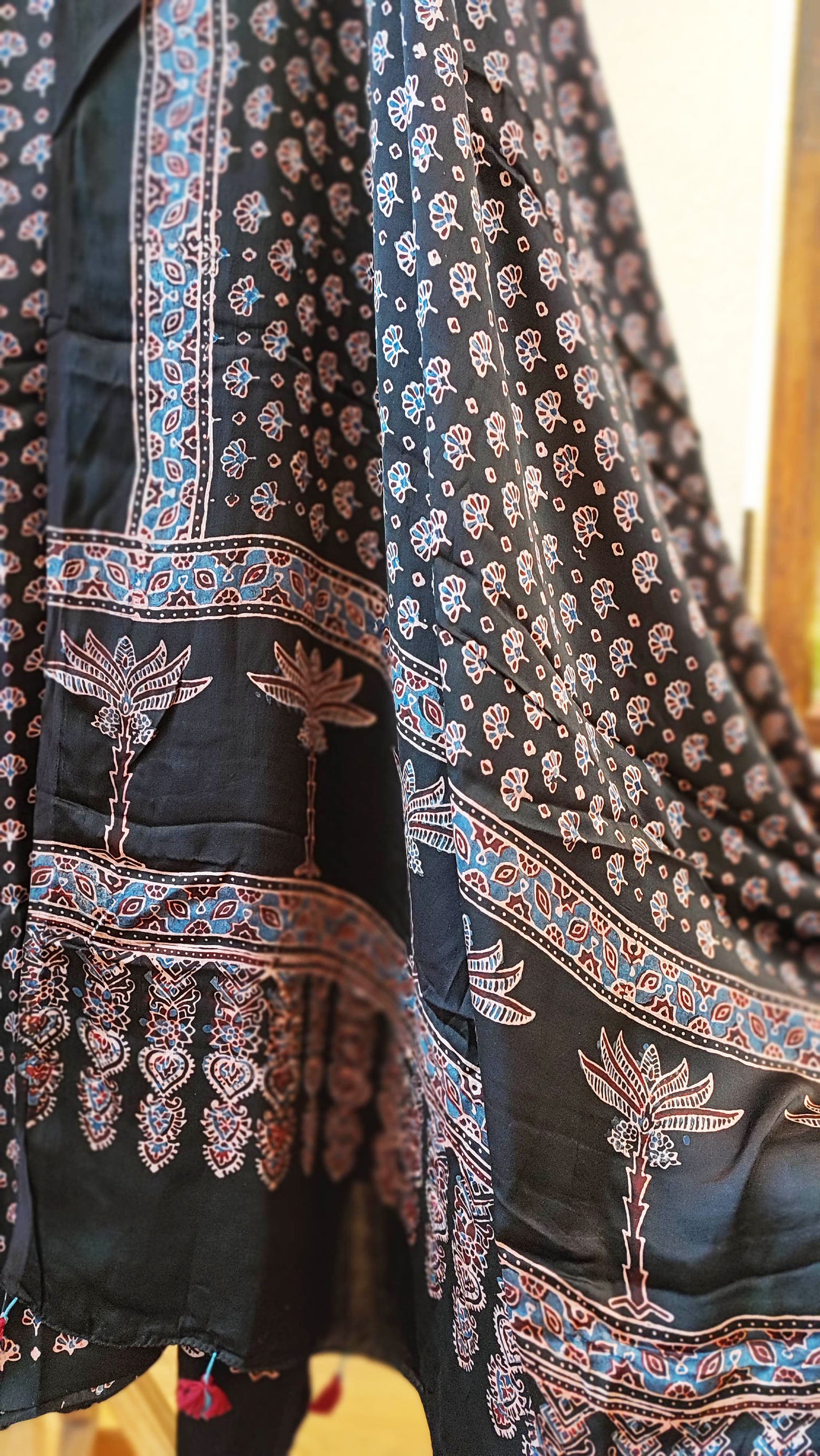 Black Premium Ajrakh Modal Silk Handblock Printed Suit Set