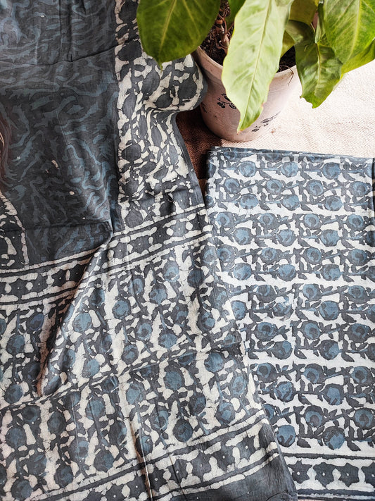 Grey Vanaspati Pure Cotton Suit Set with Cotton Dupatta