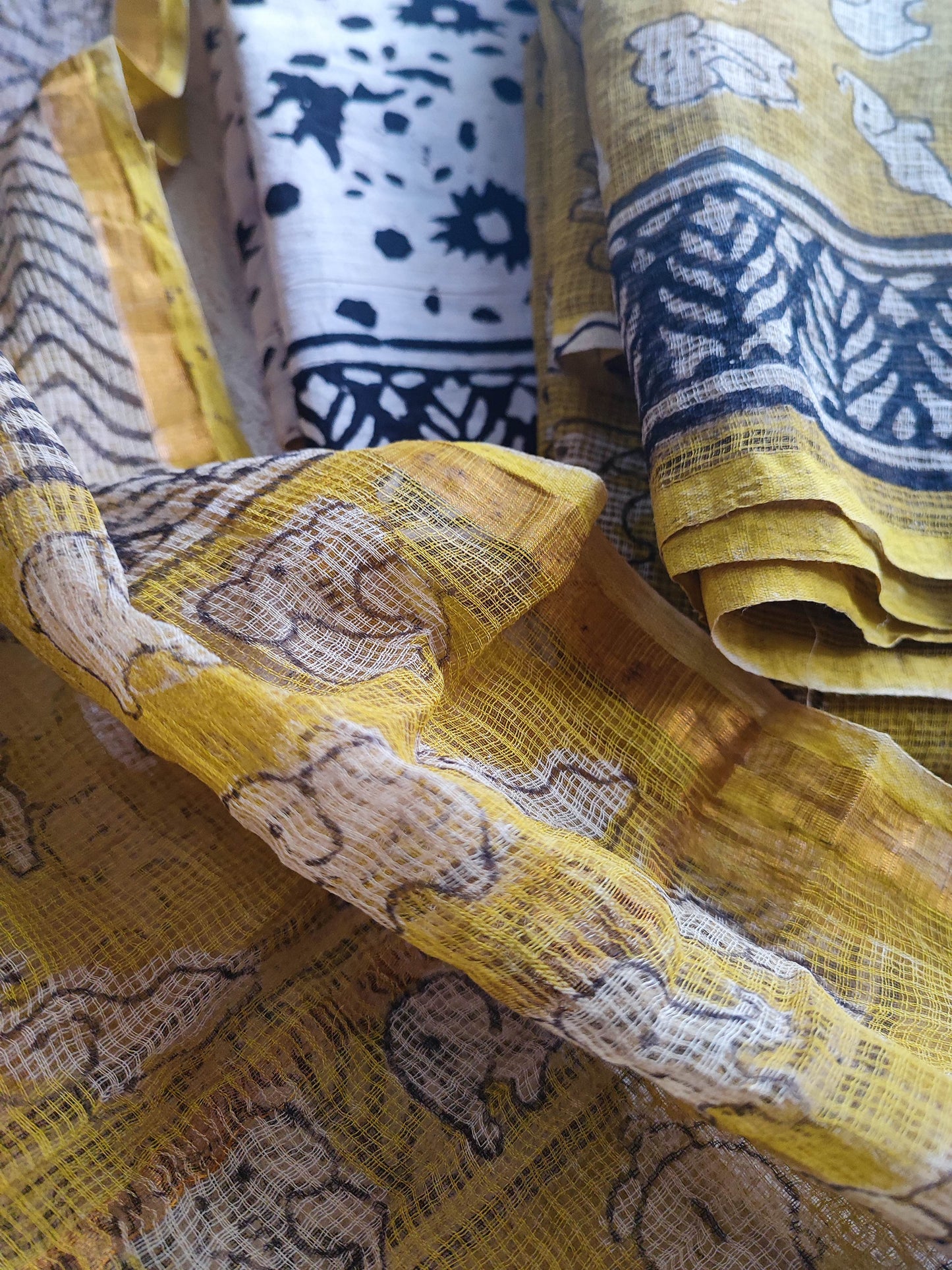 Yellow Handblock Printed Kota Suit Set