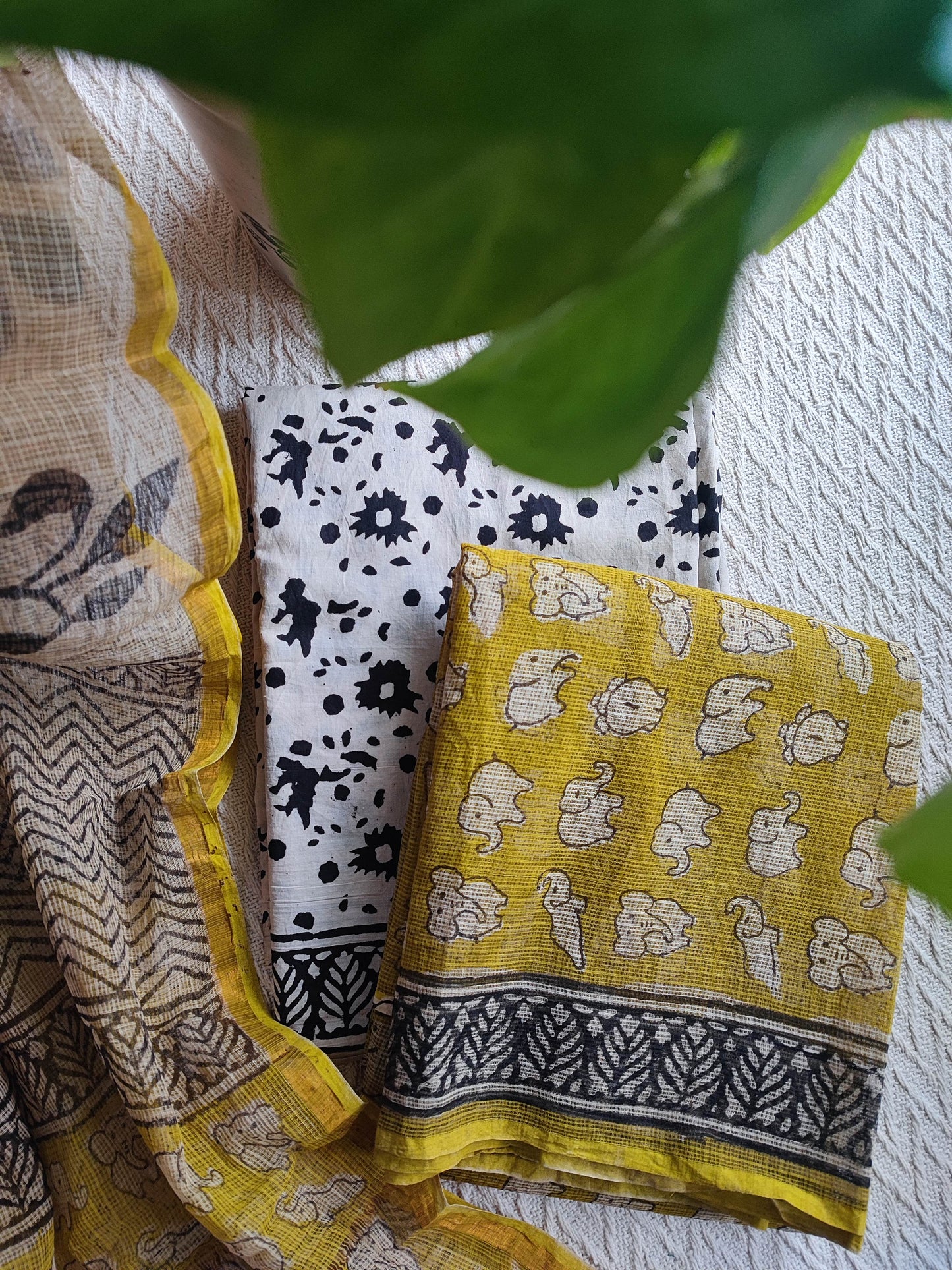 Yellow Handblock Printed Kota Suit Set