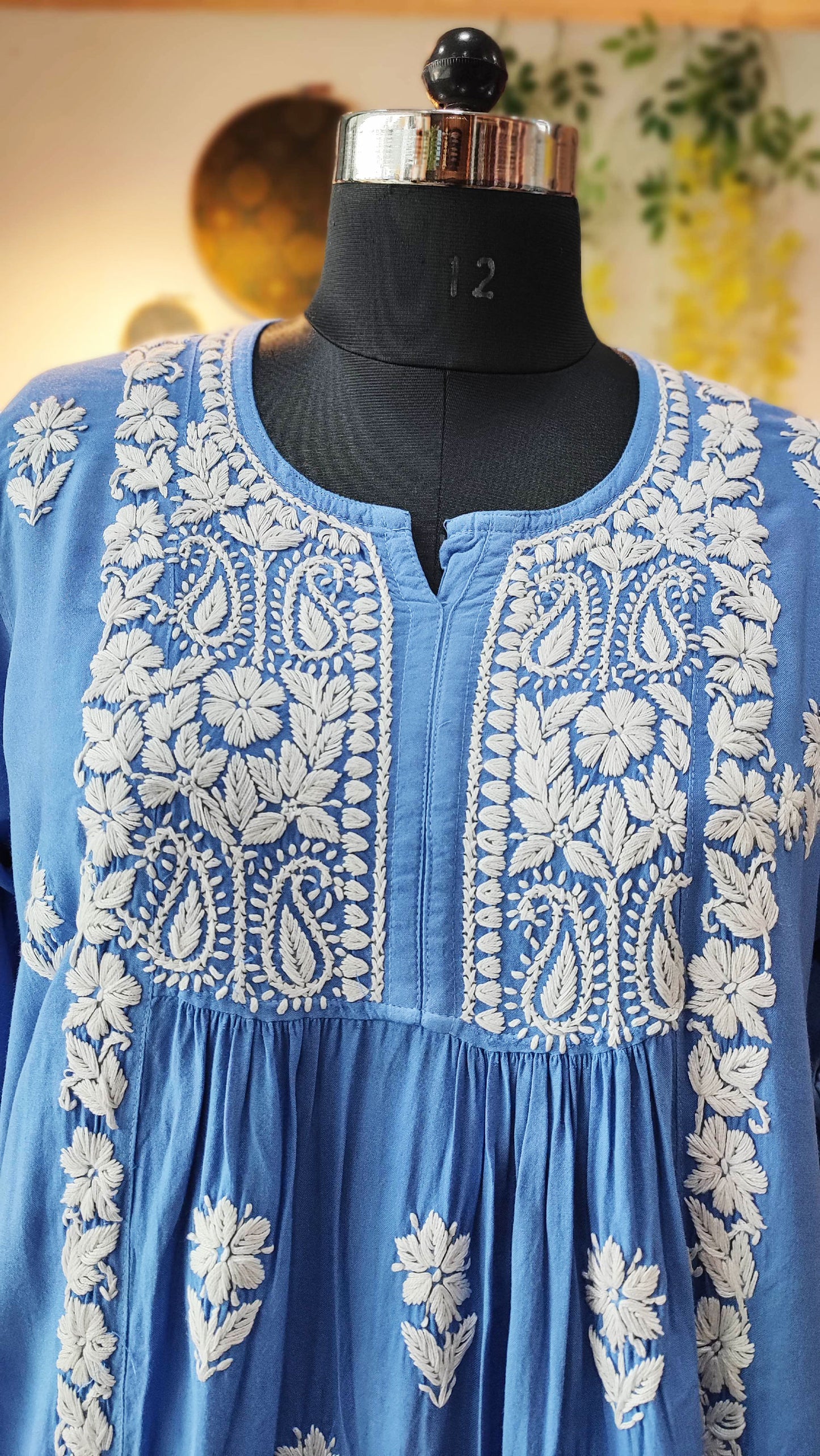 Azure Blue Lucknowi Chikankari Soft Cotton Kurta