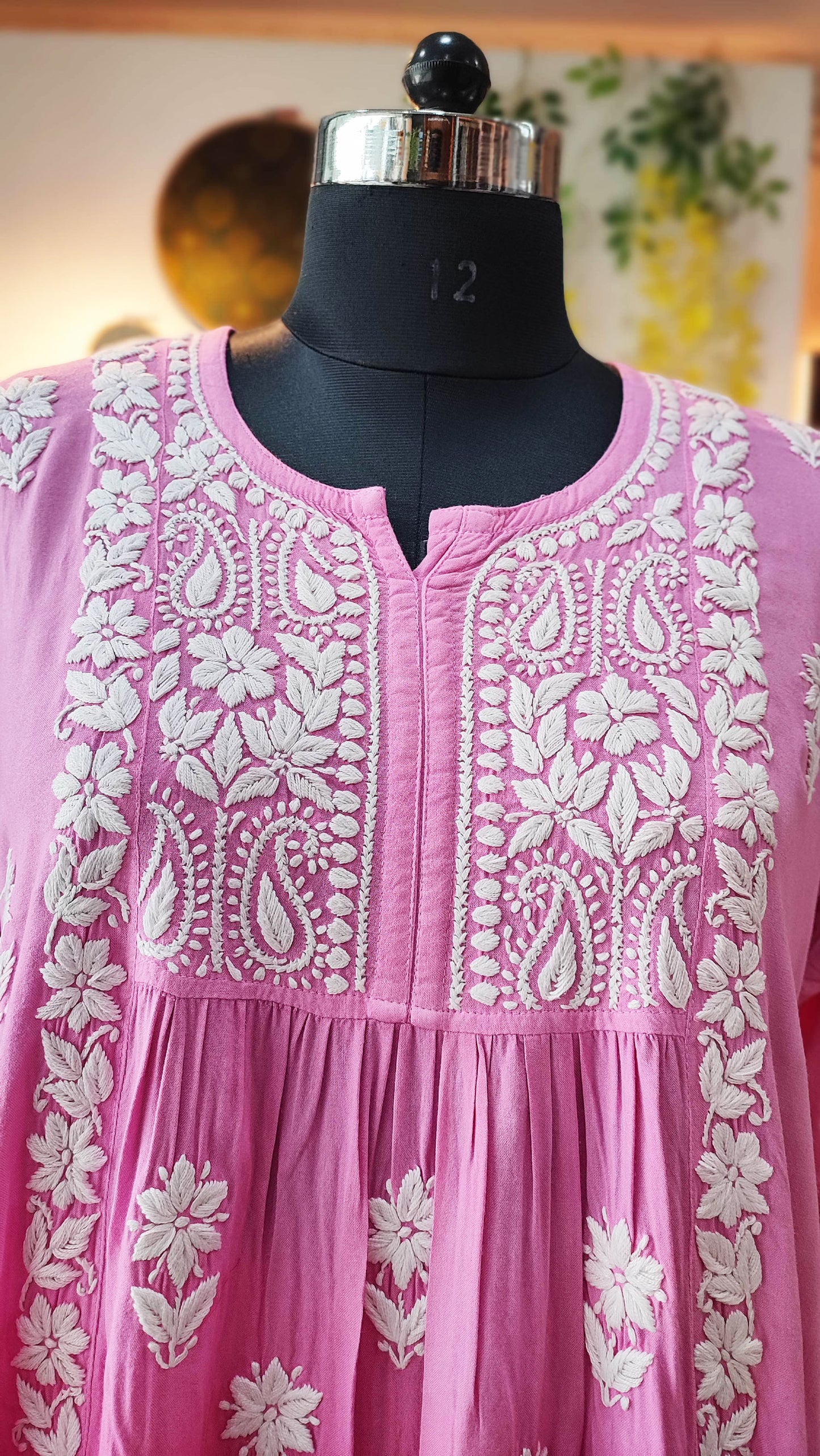 Bubblegum Pink Lucknowi Chikankari Soft Cotton Kurta