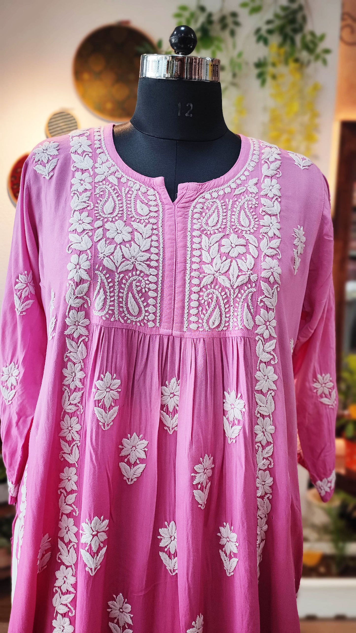 Bubblegum Pink Lucknowi Chikankari Soft Cotton Kurta