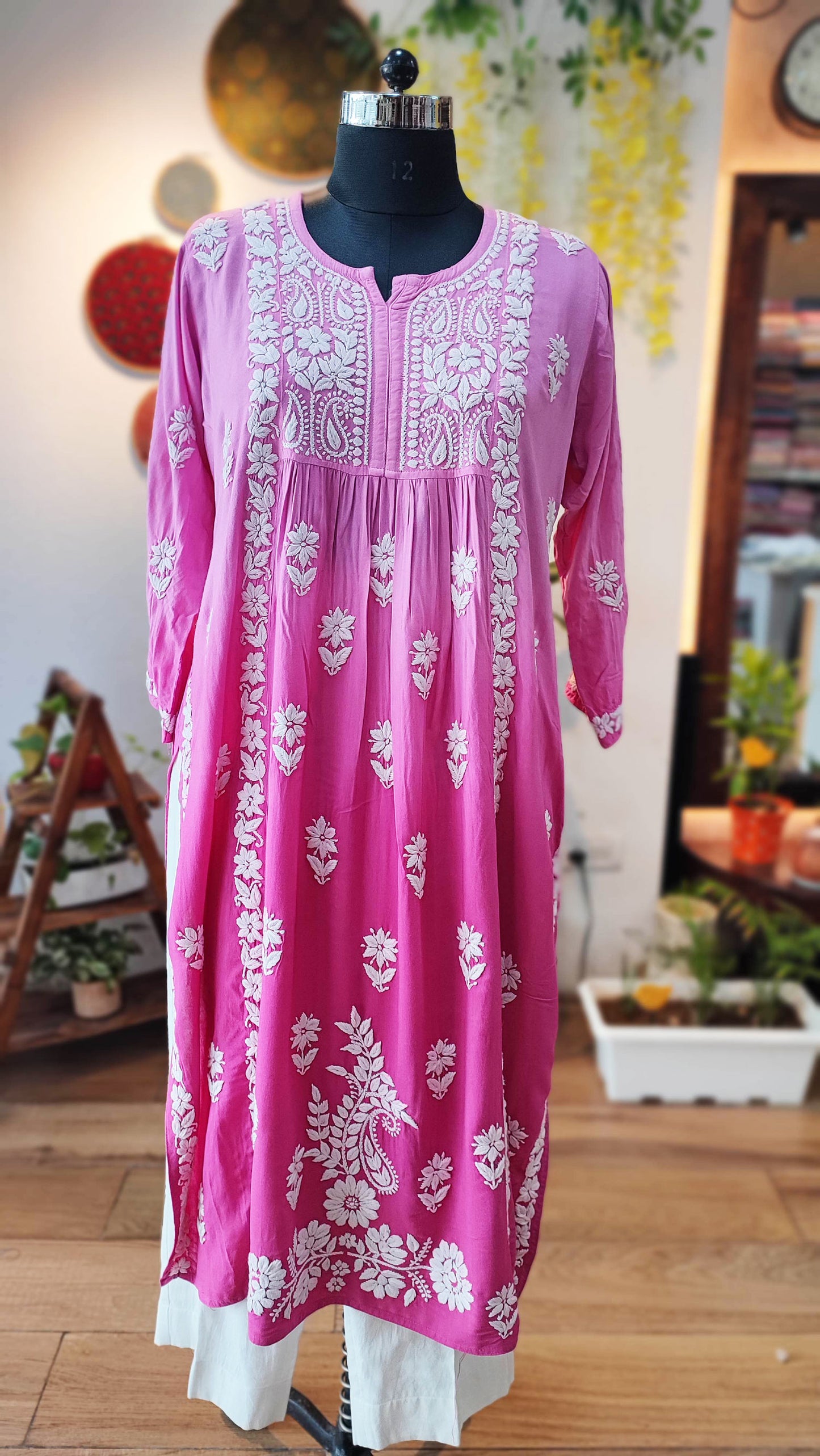 Bubblegum Pink Lucknowi Chikankari Soft Cotton Kurta