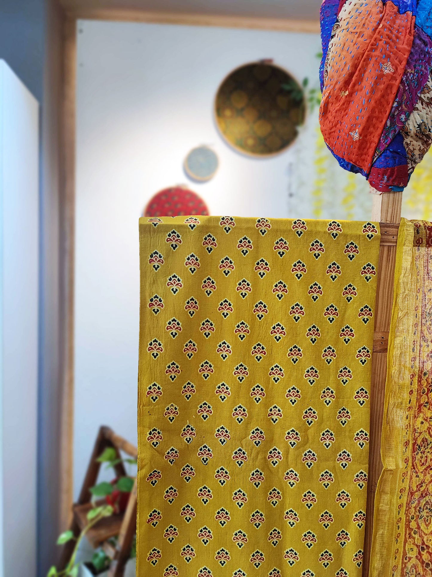 Yellow Ochre Ajrakh Kota Suit With Kota Dupatta