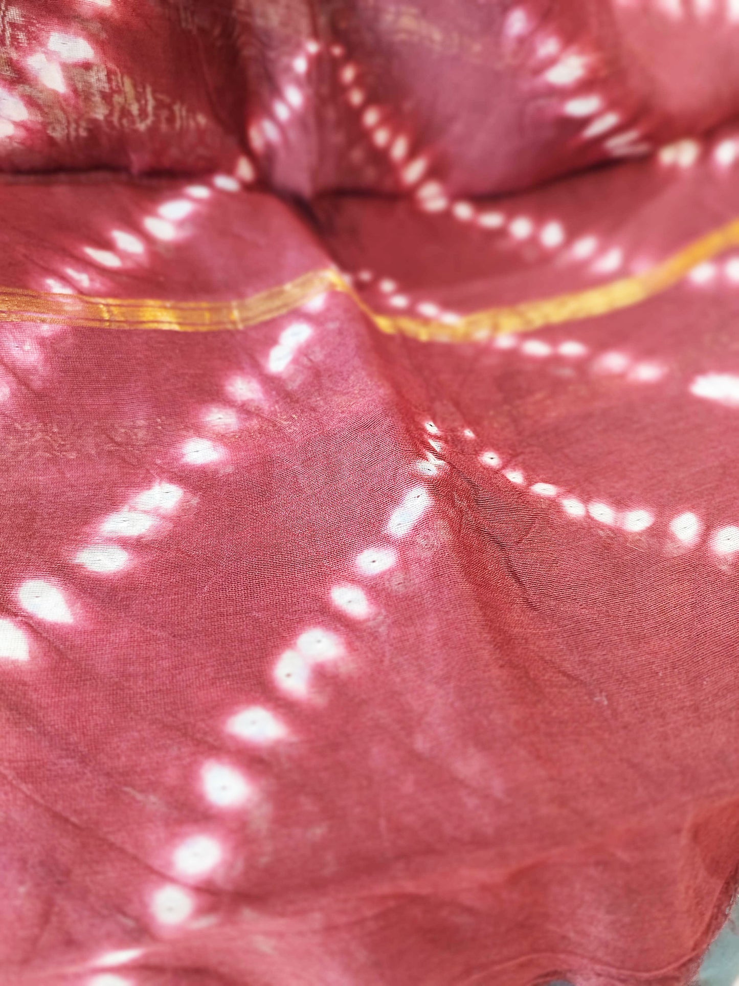 Steel Gray and Brick Red Dual Shade Chanderi Silk Suit with Shibori Work and Chanderi Silk Dupatta