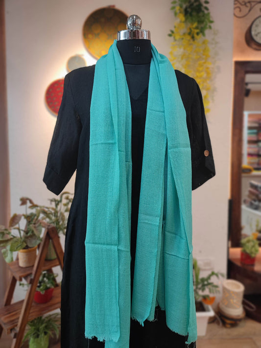 Teal Blue Plain Fine Wool Pashmina Stole