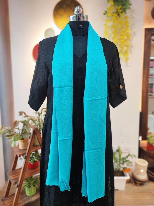 Cyan Plain Fine Wool Pashmina Stole