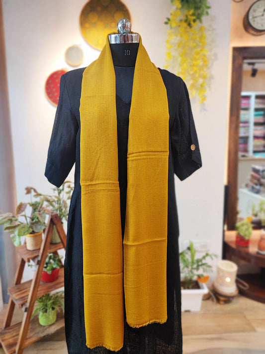 Mustard Plain Fine Wool Pashmina Stole