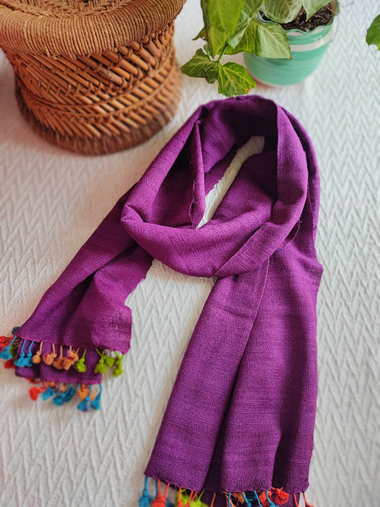 Purple Pure Wool Woven Handloom Stole