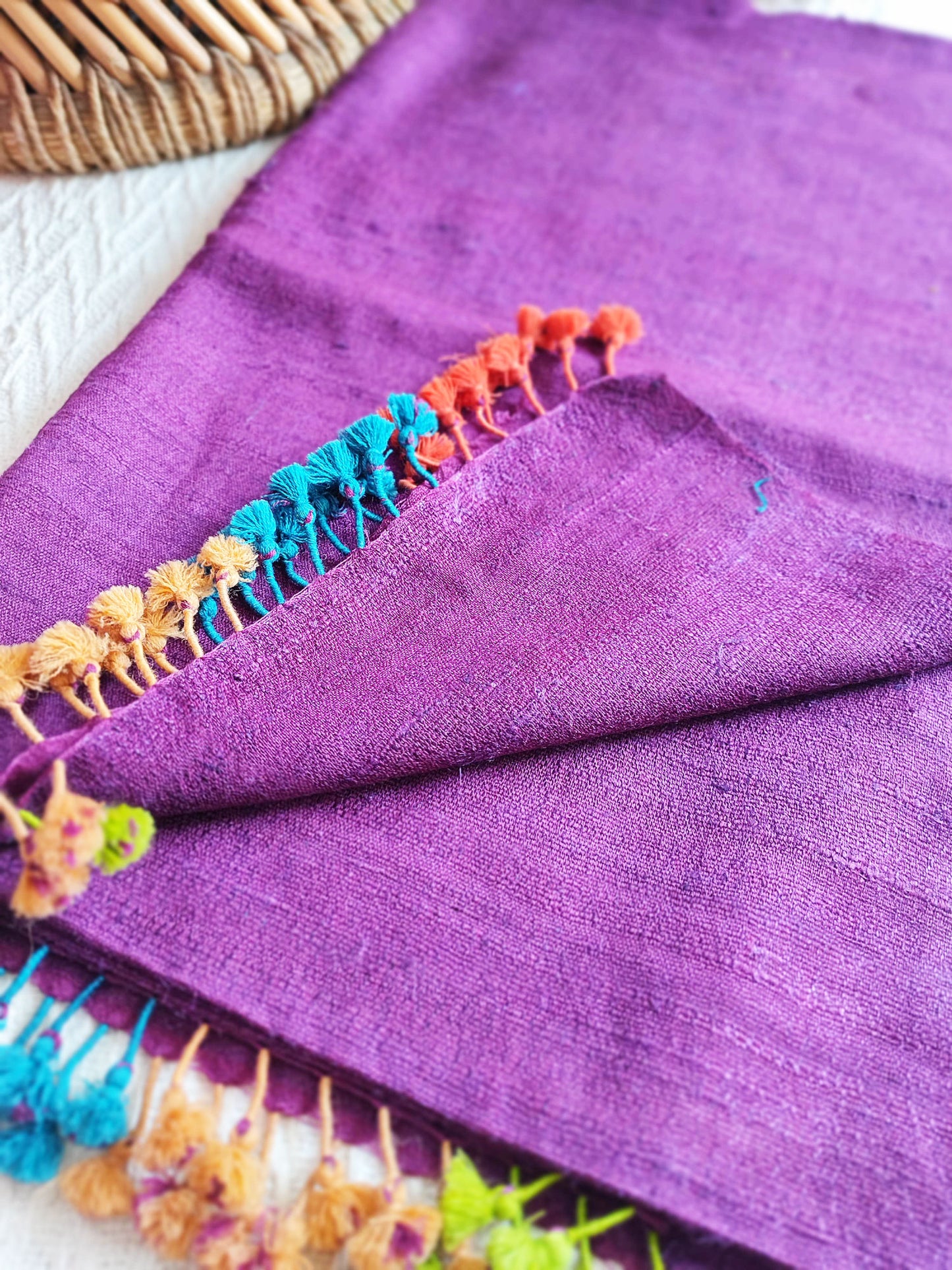 Purple Pure Wool Woven Handloom Stole