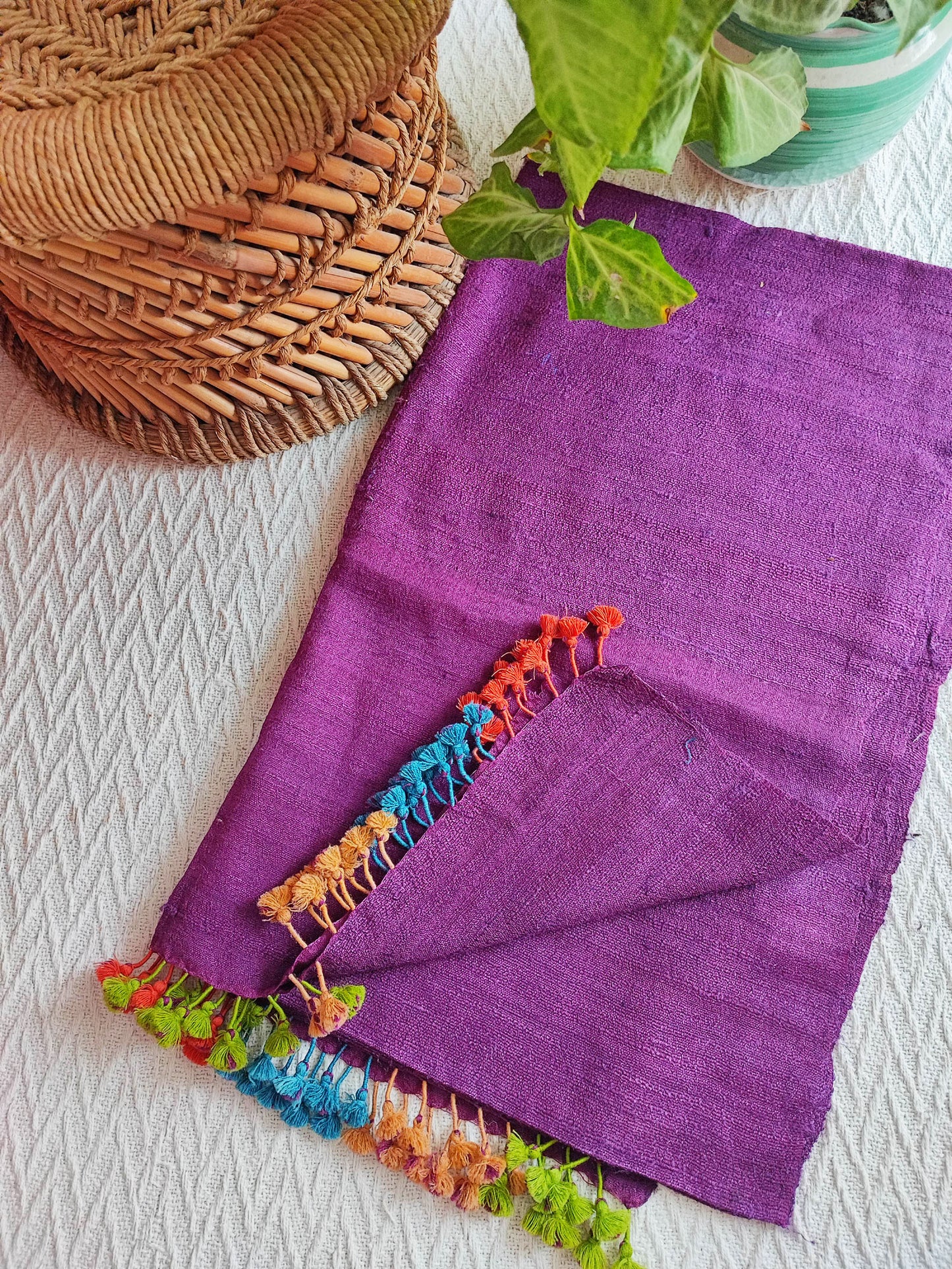 Purple Pure Wool Woven Handloom Stole