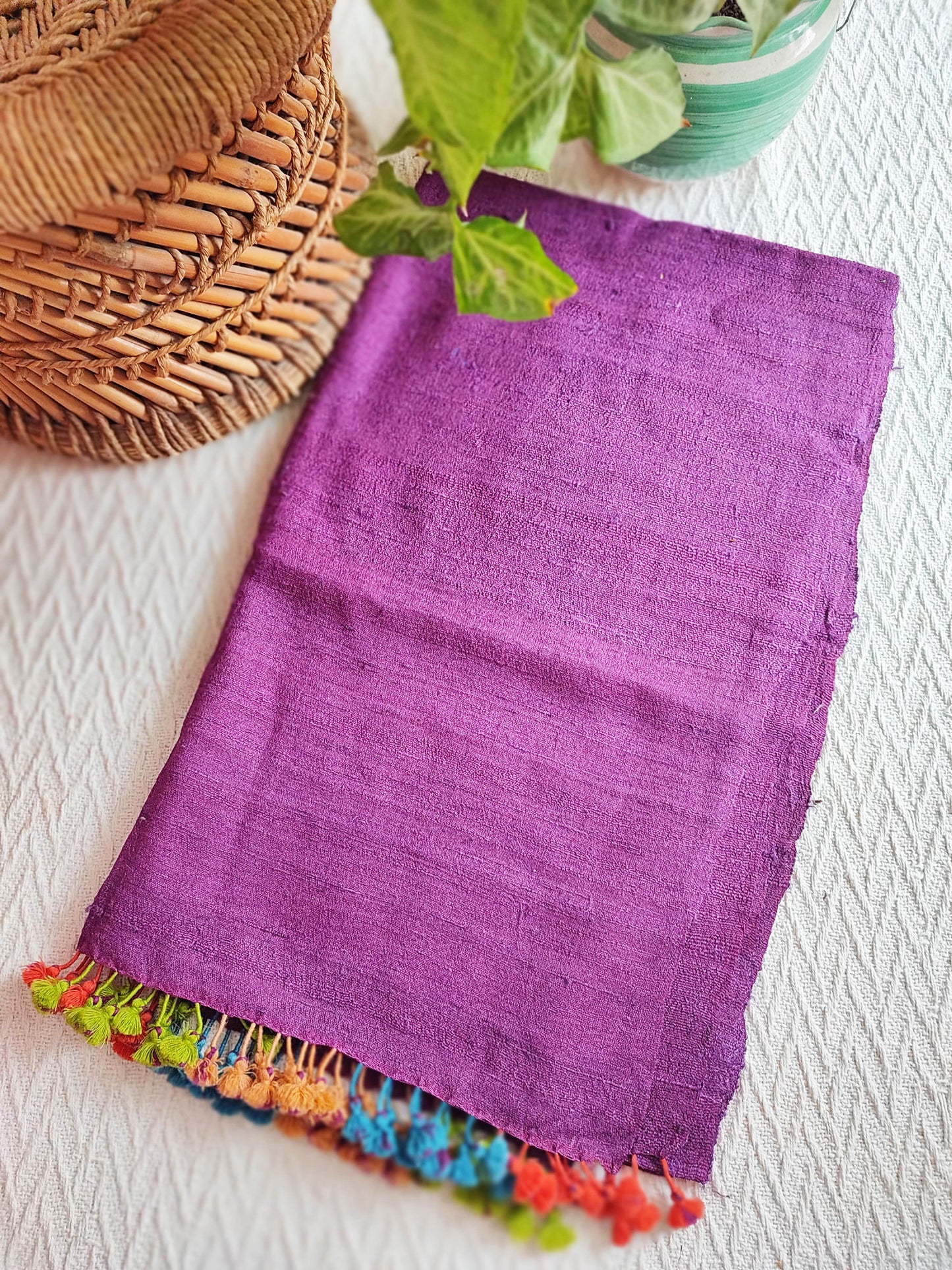 Purple Pure Wool Woven Handloom Stole