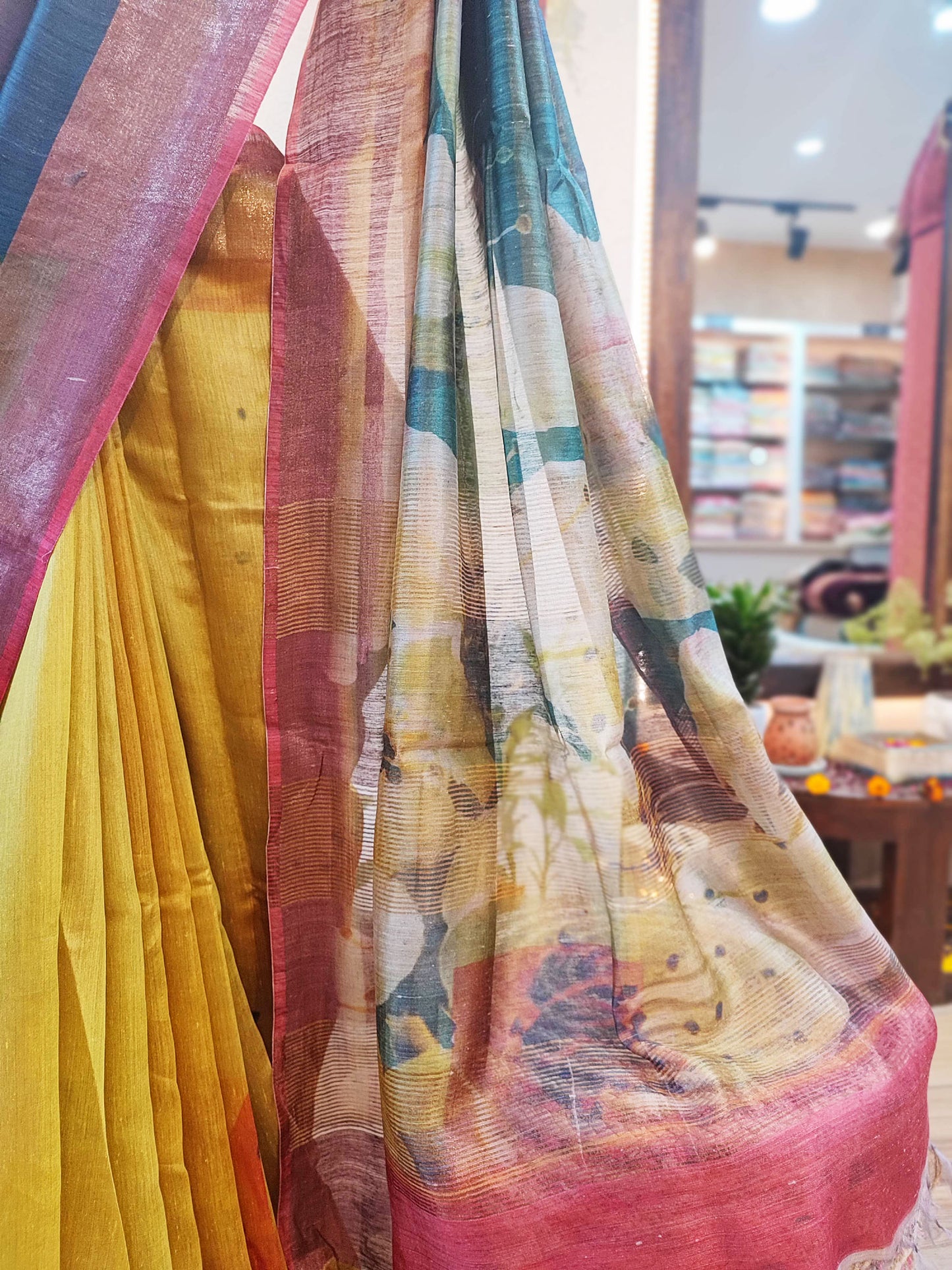 Designer Digital Print Moonga Silk Saree