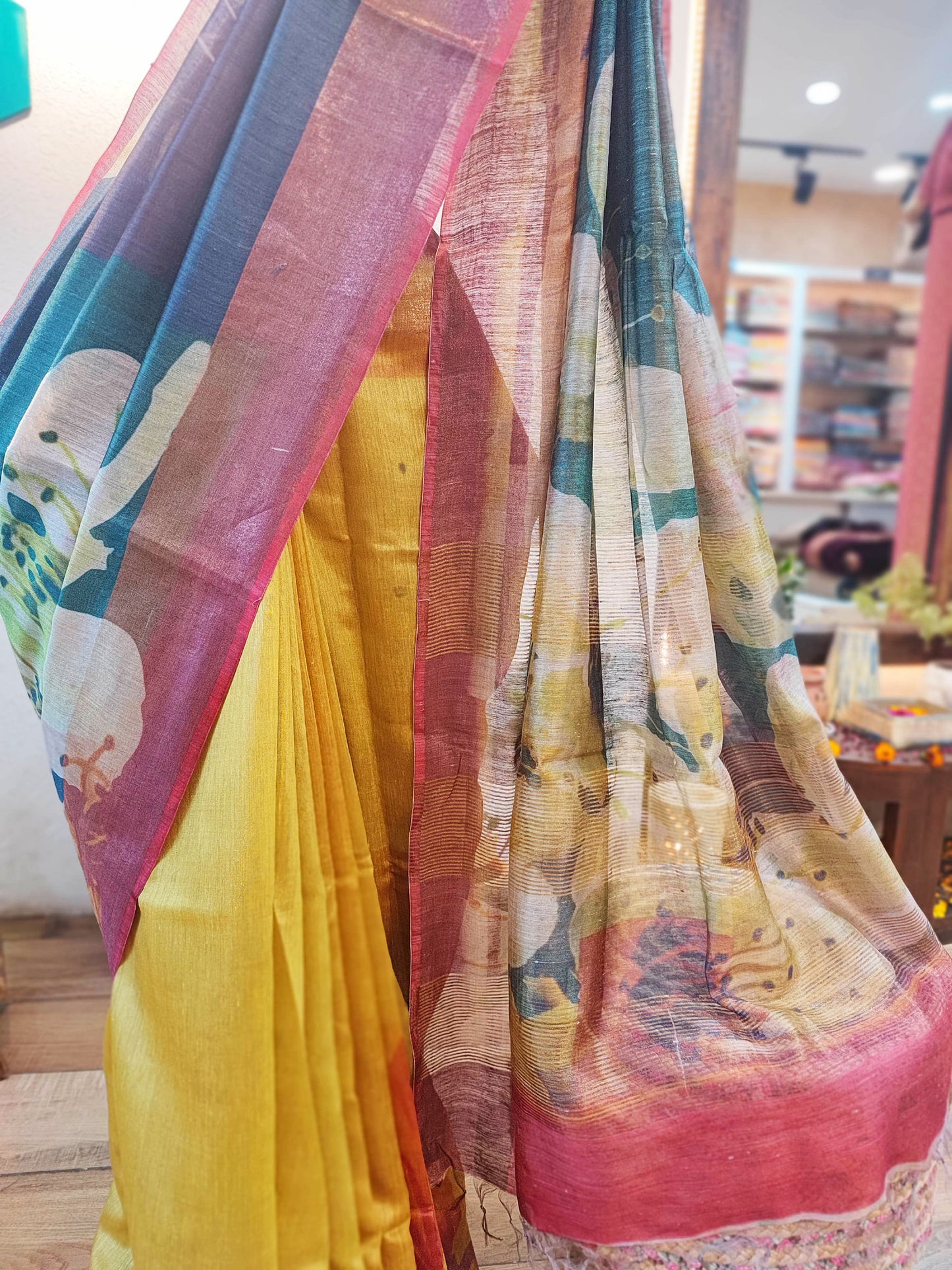 Designer Digital Print Moonga Silk Saree