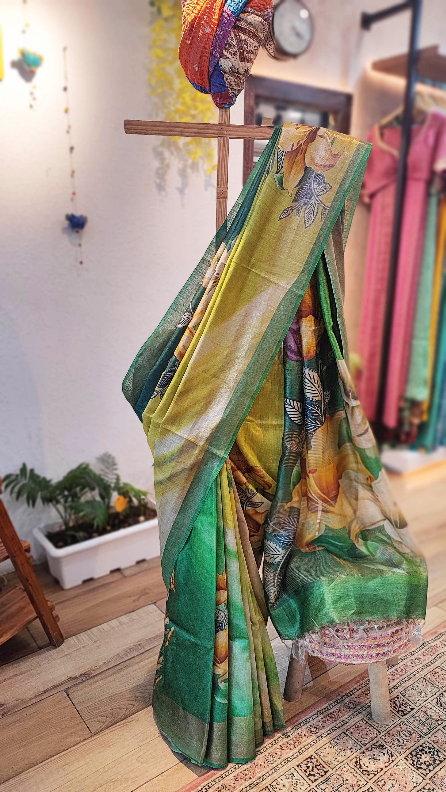 Designer Digital Print Moonga Silk Saree