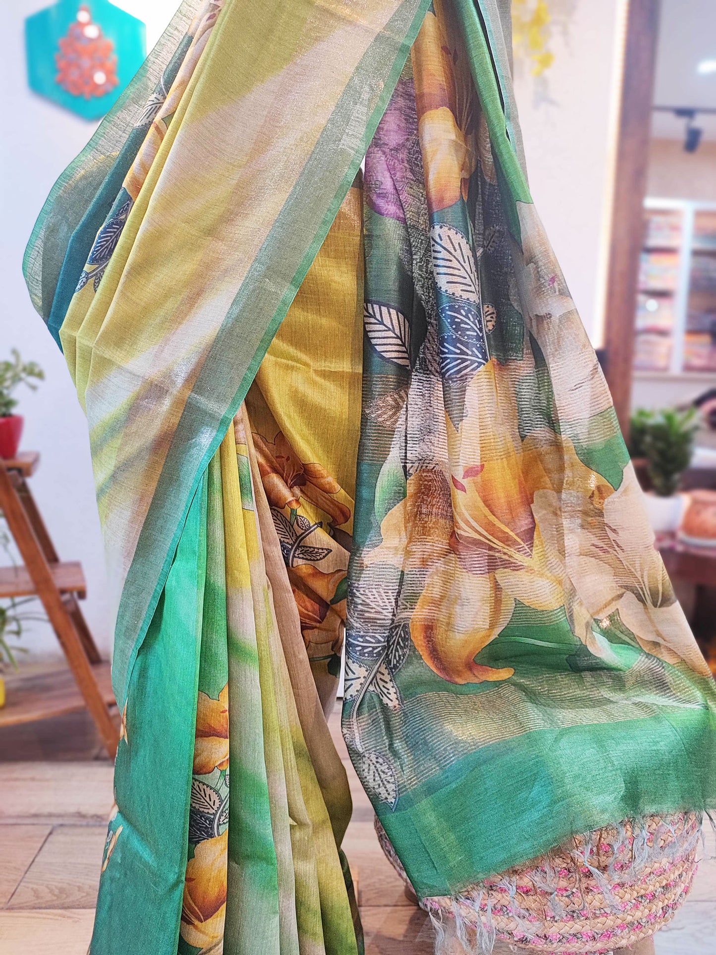 Designer Digital Print Moonga Silk Saree