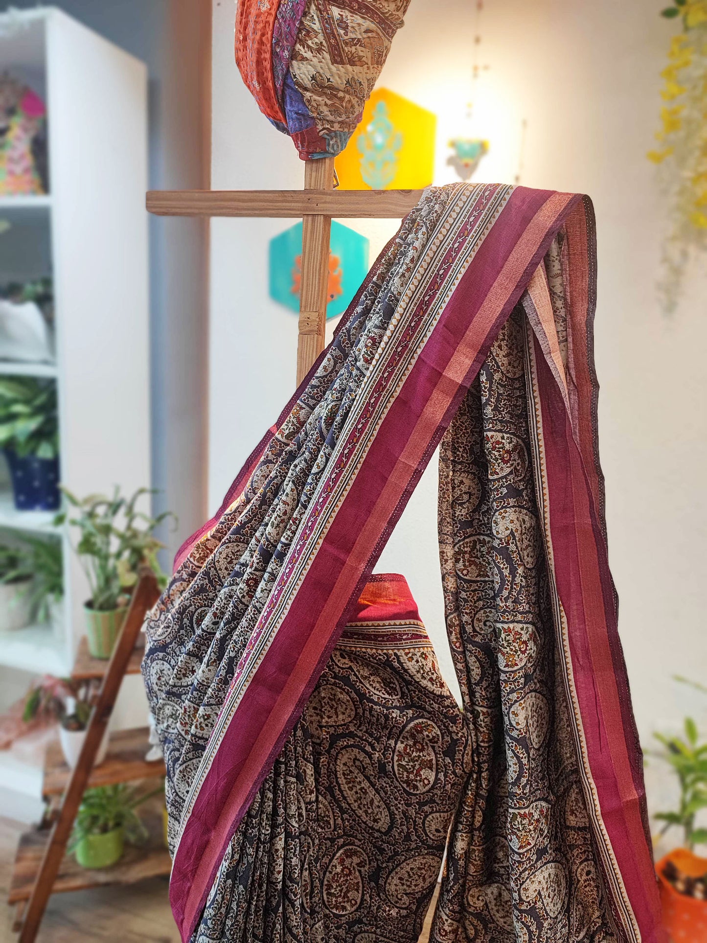 Mulberry Printed Silk Saree