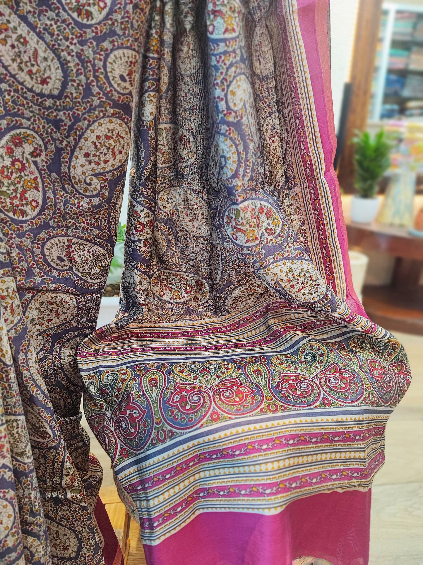 Mulberry Printed Silk Saree