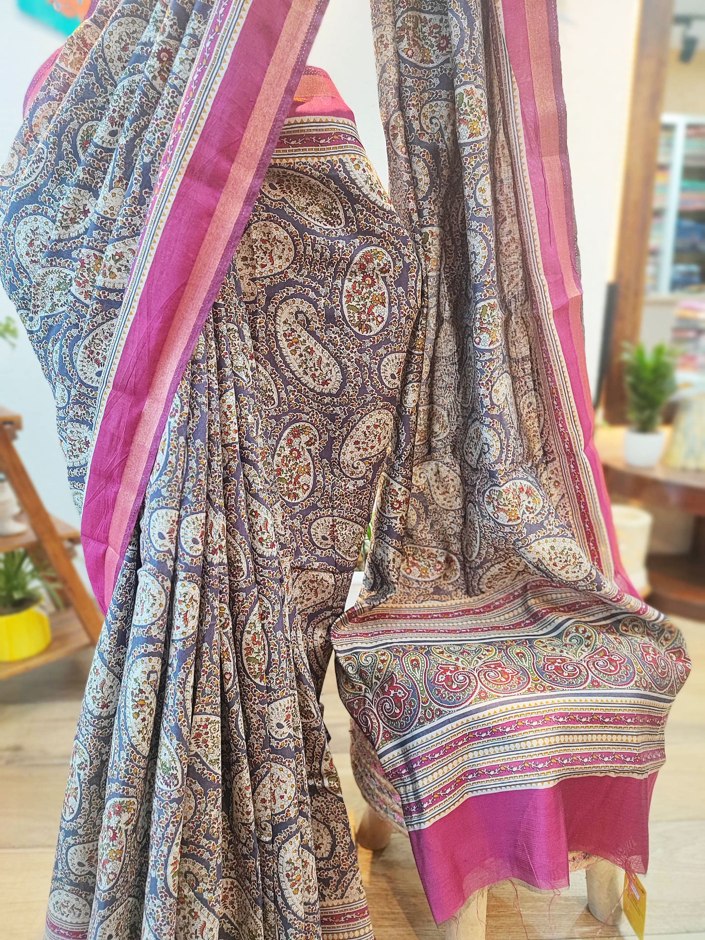 Mulberry Printed Silk Saree