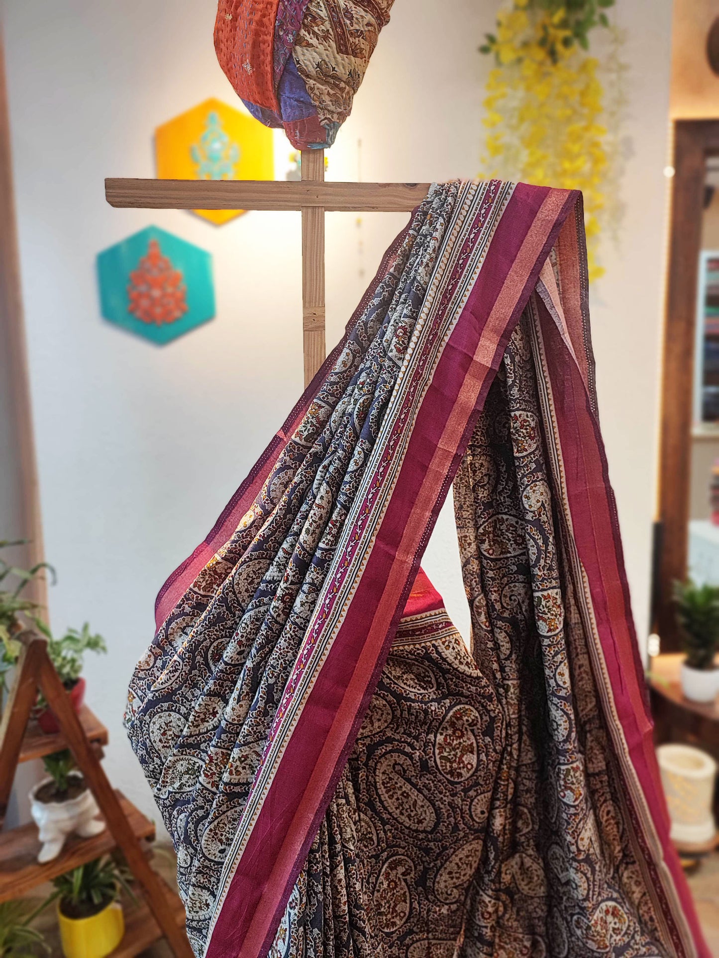 Mulberry Printed Silk Saree