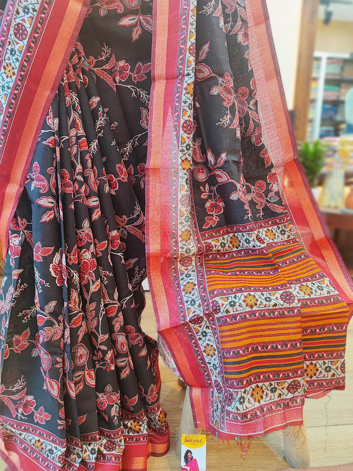 Mulberry Printed Silk Saree