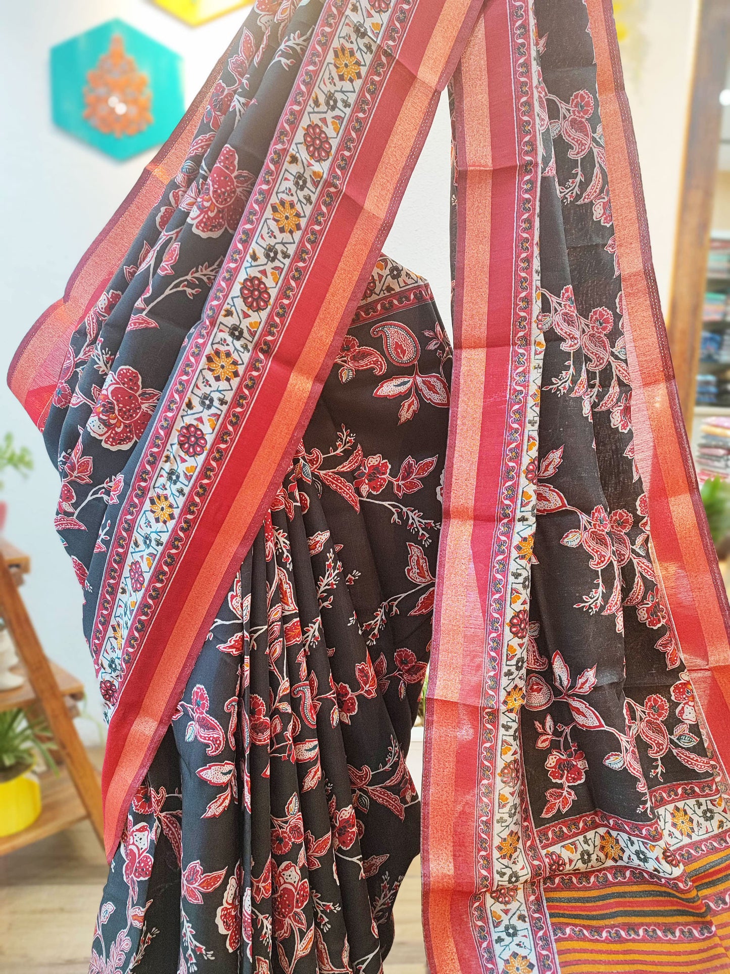 Mulberry Printed Silk Saree