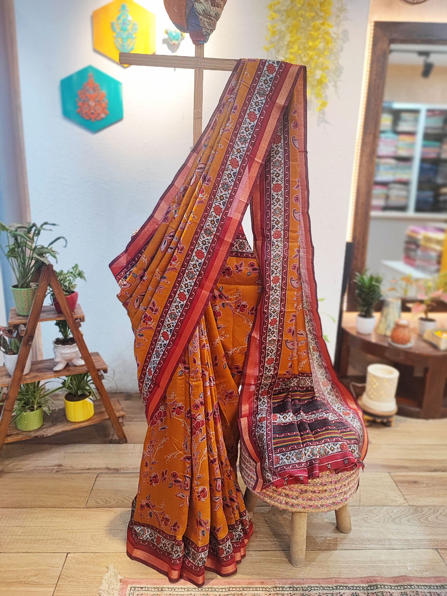 Mulberry Printed Silk Saree