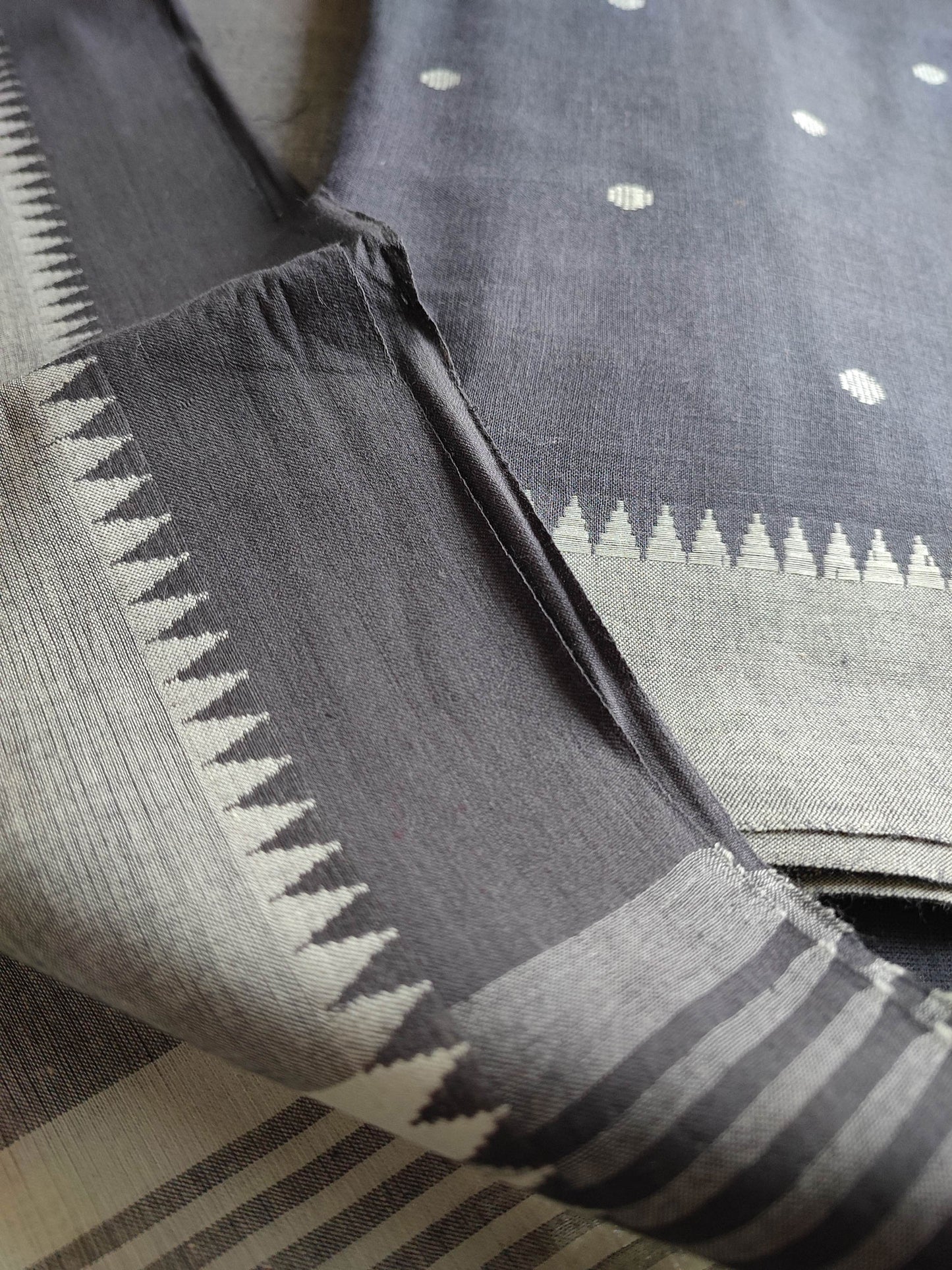 Stone Gray Handloom Pure Cotton Suit with Buta Weave