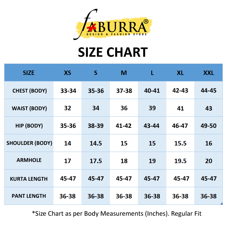 Faburra Size Chart