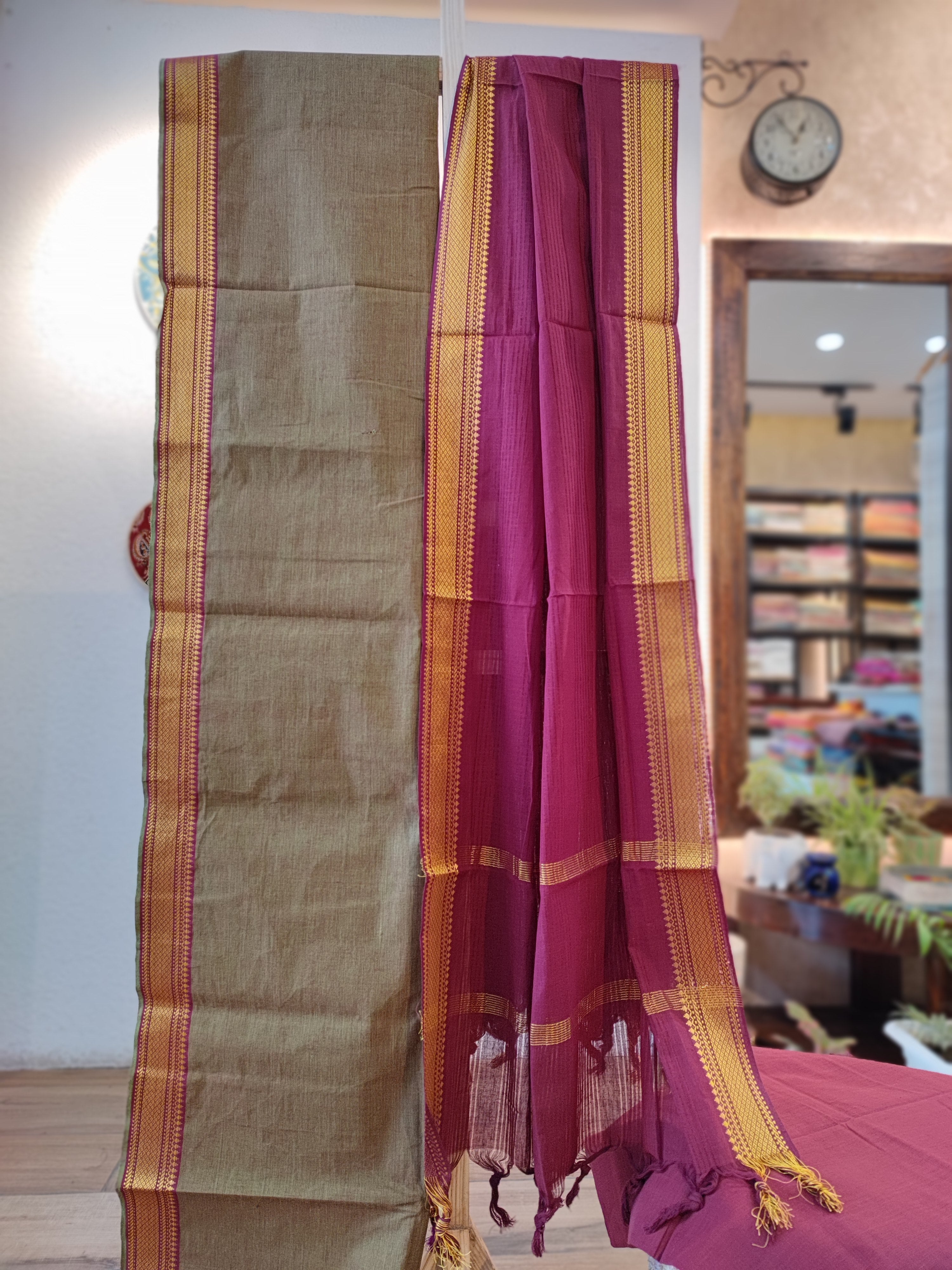 Traditional Hand Block Print Maheshwari Silk Suit With Maheshwari Silk  Dupatta (mslys105) - Yuvistyle - Medium